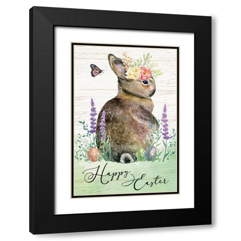 Happy Easter Black Modern Wood Framed Art Print with Double Matting by ND Art
