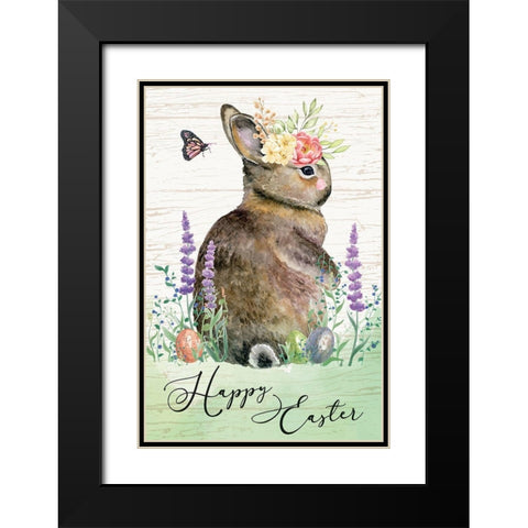 Happy Easter Black Modern Wood Framed Art Print with Double Matting by ND Art