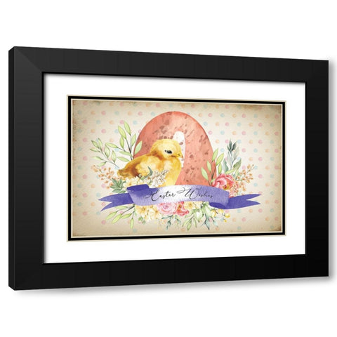 Easter Wishes Black Modern Wood Framed Art Print with Double Matting by ND Art