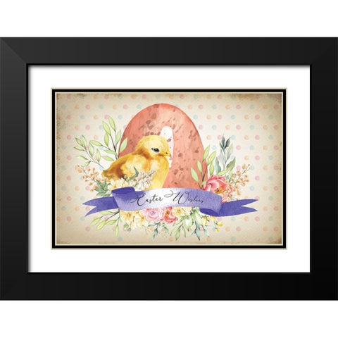 Easter Wishes Black Modern Wood Framed Art Print with Double Matting by ND Art