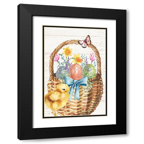 Easter Basket Black Modern Wood Framed Art Print with Double Matting by ND Art