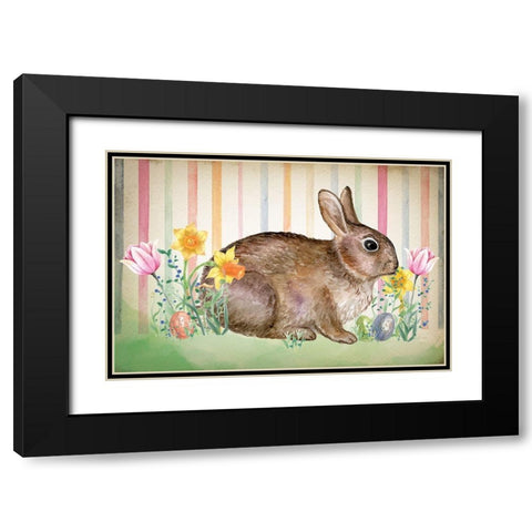 Bunny Black Modern Wood Framed Art Print with Double Matting by ND Art