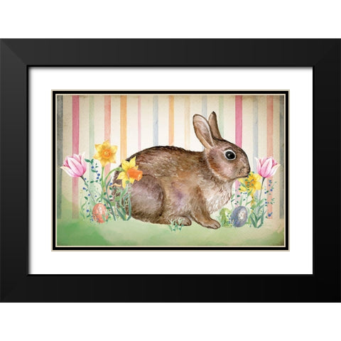 Bunny Black Modern Wood Framed Art Print with Double Matting by ND Art