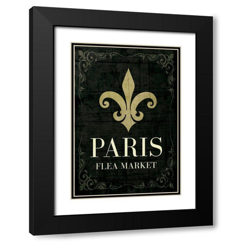 Paris Flea Market Black Modern Wood Framed Art Print with Double Matting by ND Art
