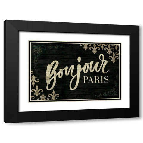 Bonjour Black Modern Wood Framed Art Print with Double Matting by ND Art