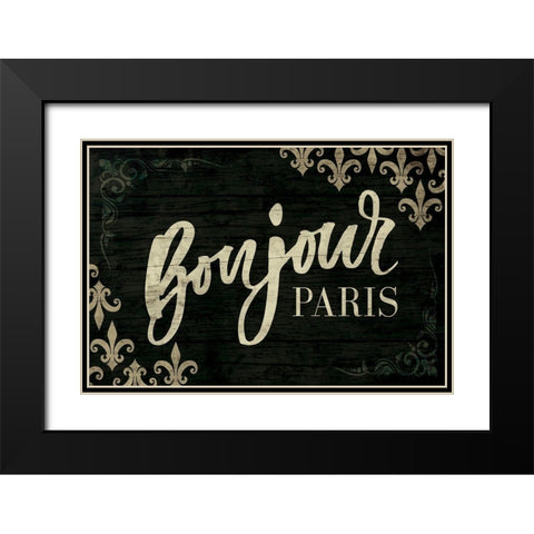 Bonjour Black Modern Wood Framed Art Print with Double Matting by ND Art