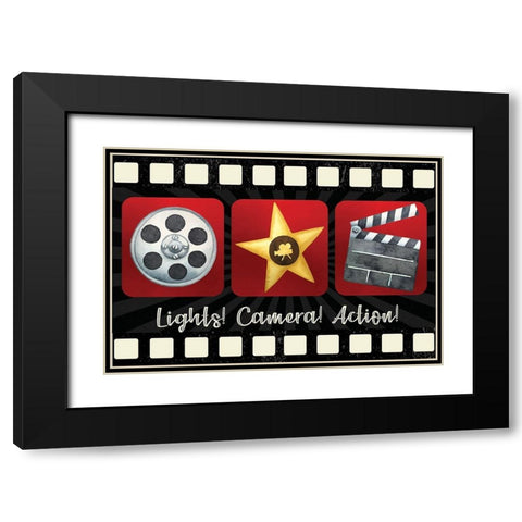 Movie IV Black Modern Wood Framed Art Print with Double Matting by ND Art