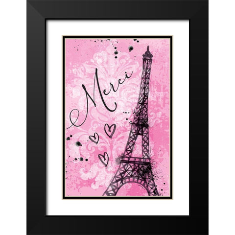 Merci Black Modern Wood Framed Art Print with Double Matting by ND Art