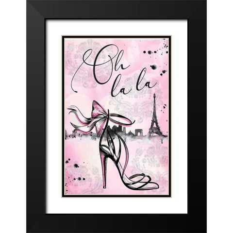 Oh La La Black Modern Wood Framed Art Print with Double Matting by ND Art