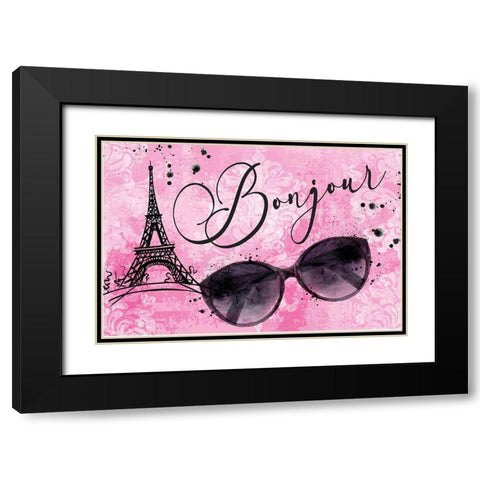 Bonjour Black Modern Wood Framed Art Print with Double Matting by ND Art