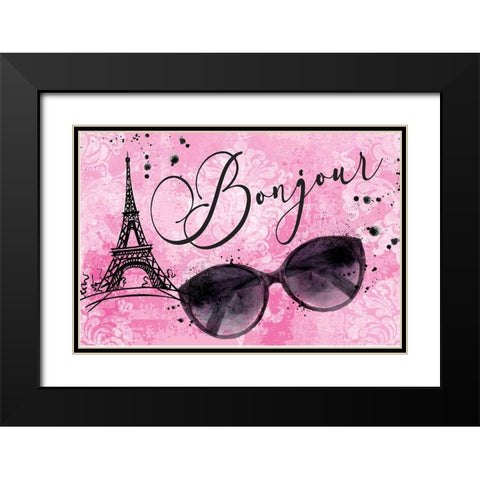 Bonjour Black Modern Wood Framed Art Print with Double Matting by ND Art