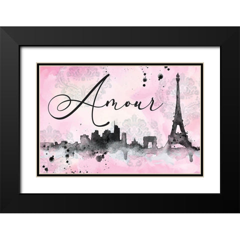 Amour Black Modern Wood Framed Art Print with Double Matting by ND Art