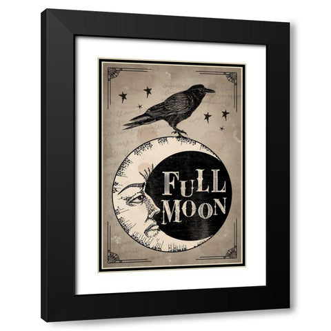 Full Moon Black Modern Wood Framed Art Print with Double Matting by ND Art