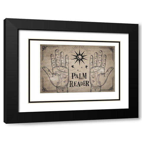 Palm Reader Black Modern Wood Framed Art Print with Double Matting by ND Art