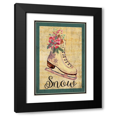 Snow Flake Black Modern Wood Framed Art Print with Double Matting by ND Art