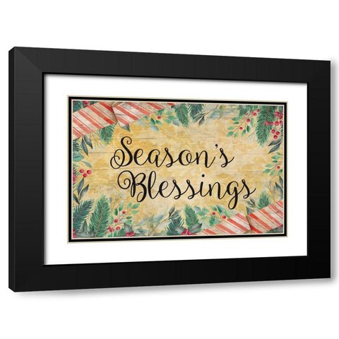 Seasons Blessings Black Modern Wood Framed Art Print with Double Matting by ND Art