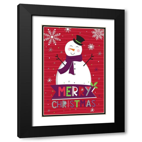 Merry Christmas   Black Modern Wood Framed Art Print with Double Matting by ND Art