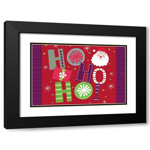 Ho Ho Ho Black Modern Wood Framed Art Print with Double Matting by ND Art