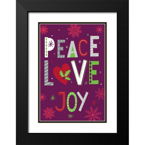 Peace, Love, Joy Black Modern Wood Framed Art Print with Double Matting by ND Art
