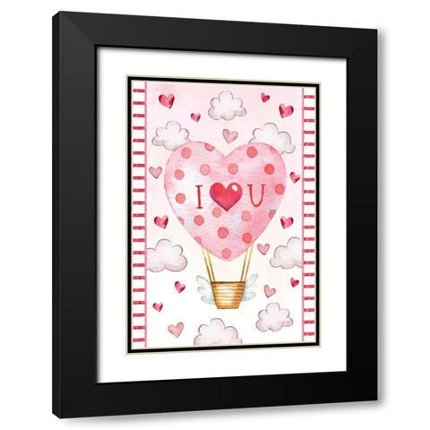Heart Balloon Black Modern Wood Framed Art Print with Double Matting by ND Art
