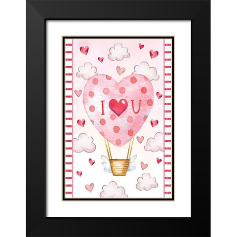 Heart Balloon Black Modern Wood Framed Art Print with Double Matting by ND Art