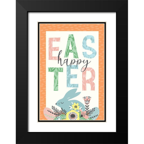 Happy Easter Black Modern Wood Framed Art Print with Double Matting by ND Art