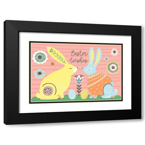 Easter Wishes Black Modern Wood Framed Art Print with Double Matting by ND Art