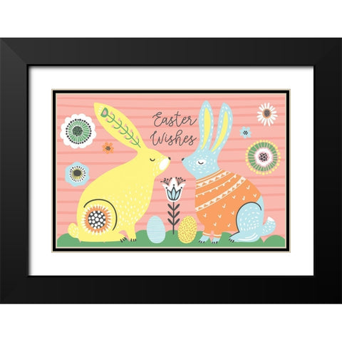 Easter Wishes Black Modern Wood Framed Art Print with Double Matting by ND Art