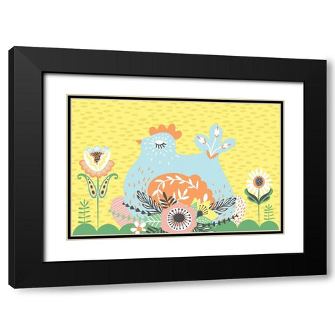 Hen Black Modern Wood Framed Art Print with Double Matting by ND Art
