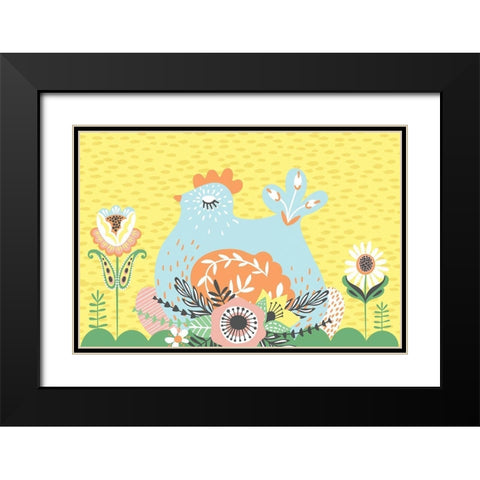 Hen Black Modern Wood Framed Art Print with Double Matting by ND Art