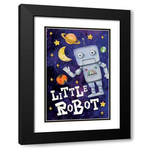 Little Robot Black Modern Wood Framed Art Print with Double Matting by ND Art