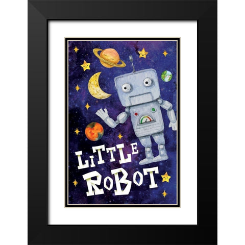 Little Robot Black Modern Wood Framed Art Print with Double Matting by ND Art