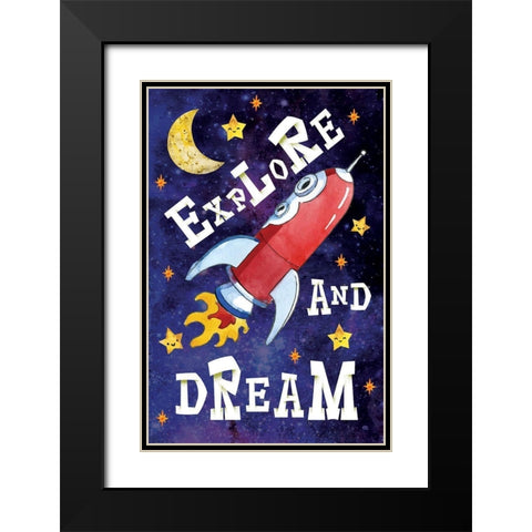 Explore and Dream Black Modern Wood Framed Art Print with Double Matting by ND Art