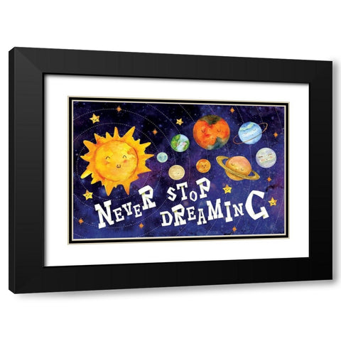 Never Stop Dreaming Black Modern Wood Framed Art Print with Double Matting by ND Art