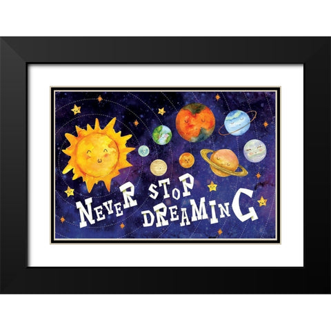 Never Stop Dreaming Black Modern Wood Framed Art Print with Double Matting by ND Art