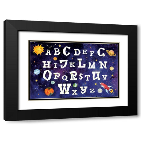 Space Alphabet Black Modern Wood Framed Art Print with Double Matting by ND Art