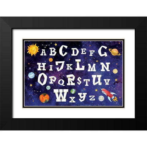 Space Alphabet Black Modern Wood Framed Art Print with Double Matting by ND Art