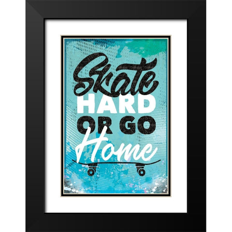 Skate Hard Black Modern Wood Framed Art Print with Double Matting by ND Art