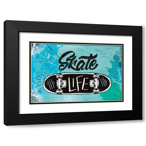 Skate Life Black Modern Wood Framed Art Print with Double Matting by ND Art