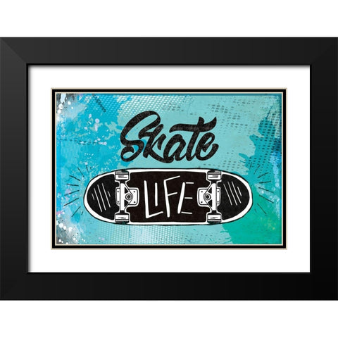 Skate Life Black Modern Wood Framed Art Print with Double Matting by ND Art