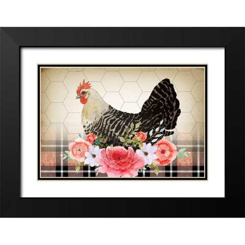 Farmhouse Floral Black Modern Wood Framed Art Print with Double Matting by ND Art