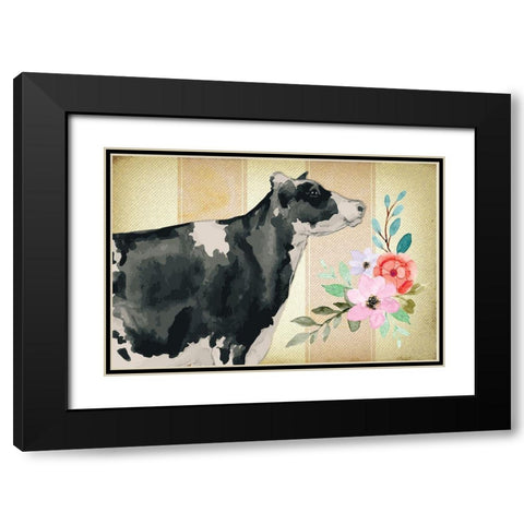 Farmhouse Floral II Black Modern Wood Framed Art Print with Double Matting by ND Art
