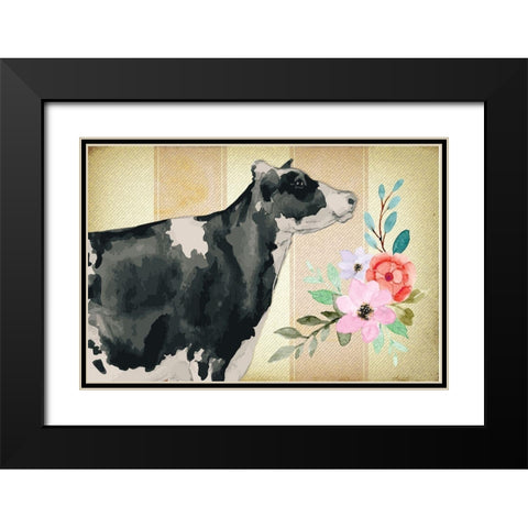 Farmhouse Floral II Black Modern Wood Framed Art Print with Double Matting by ND Art