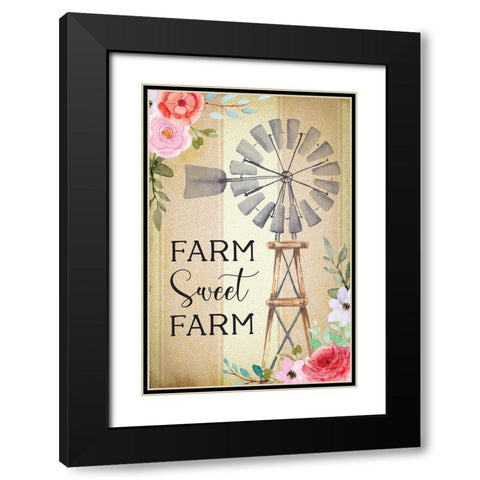 Farmhouse Floral III Black Modern Wood Framed Art Print with Double Matting by ND Art