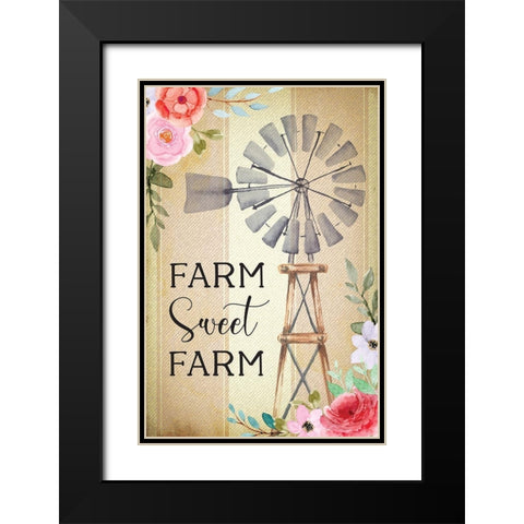 Farmhouse Floral III Black Modern Wood Framed Art Print with Double Matting by ND Art