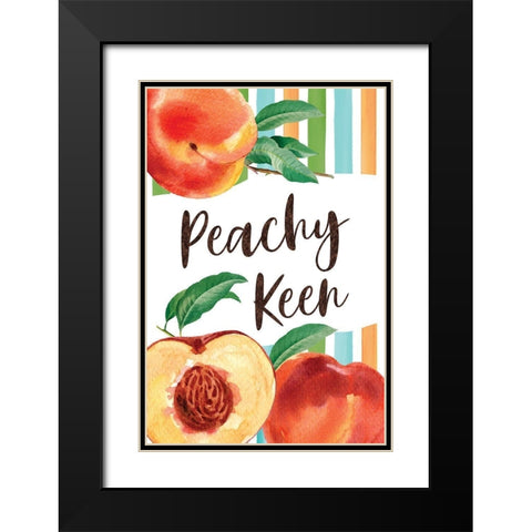 Peachy Keen Black Modern Wood Framed Art Print with Double Matting by ND Art
