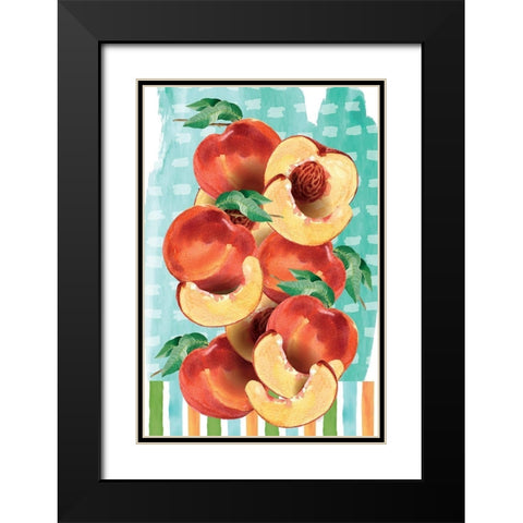 Peachy Keen III Black Modern Wood Framed Art Print with Double Matting by ND Art