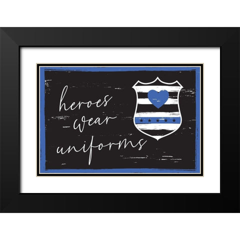 Heroes Wear Uniforms Black Modern Wood Framed Art Print with Double Matting by ND Art