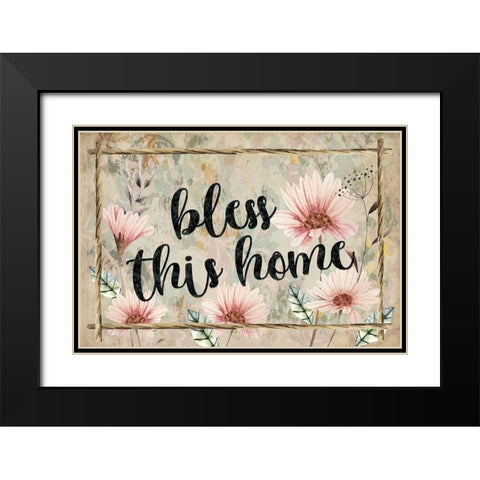 Bless This Home Black Modern Wood Framed Art Print with Double Matting by ND Art