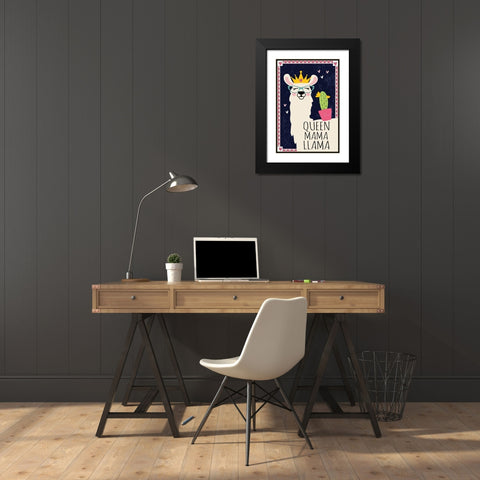 Queen Mama Llama Black Modern Wood Framed Art Print with Double Matting by ND Art
